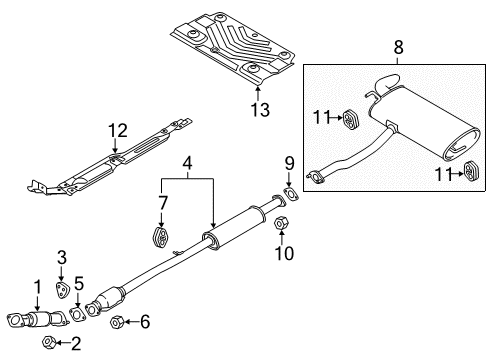 2015 Hyundai Tucson Exhaust Components Protector-Heat Rear Diagram for 287962S000