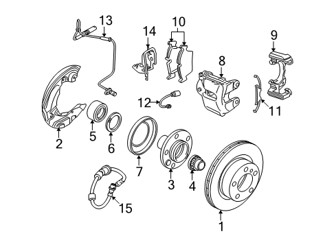 2007 BMW 328xi Brake Components Front Left And Right Abs Wheel Speed Sensor Diagram for 34526764858
