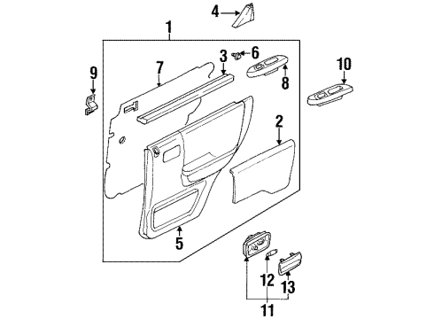 1998 Honda Passport Rear Door Seal, R. RR. Waist Door (Inner) Diagram for 8-97124-810-0