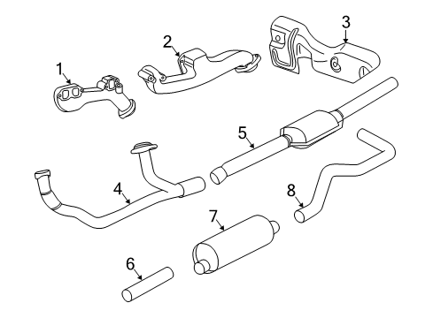 2003 Dodge Dakota Exhaust Components Tail Pipe Diagram for 52103251AC