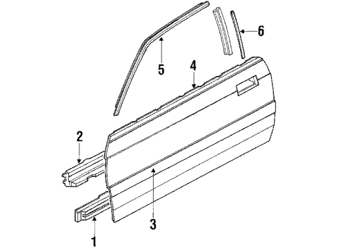 1987 Acura Legend Front Door Molding Assembly, Right Front Door Diagram for 72410-SG0-043