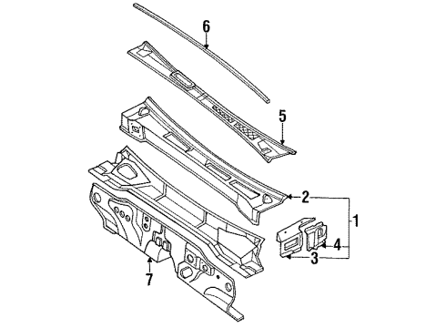 1991 Nissan 240SX Cowl Clip Diagram for 27158-Q0100