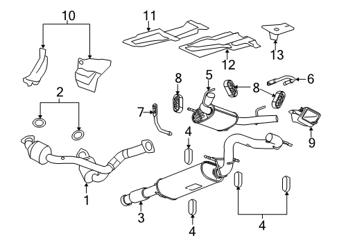2014 GMC Yukon Exhaust Components Heat Shield Diagram for 22869577