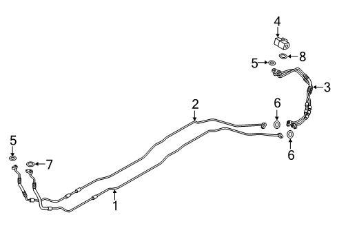 2018 BMW 740e xDrive Rear A/C Lines Pressure Line, Underfloor Diagram for 64539303464