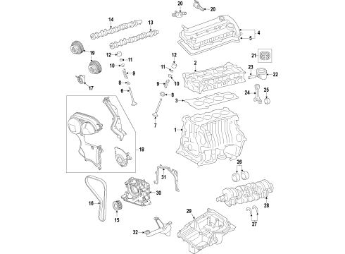2014 Ford Fiesta Engine Parts, Mounts, Cylinder Head & Valves, Camshaft & Timing, Variable Valve Timing, Oil Cooler, Oil Pan, Oil Pump, Crankshaft & Bearings, Pistons, Rings & Bearings Bearing Diagram for BE8Z-6333-F