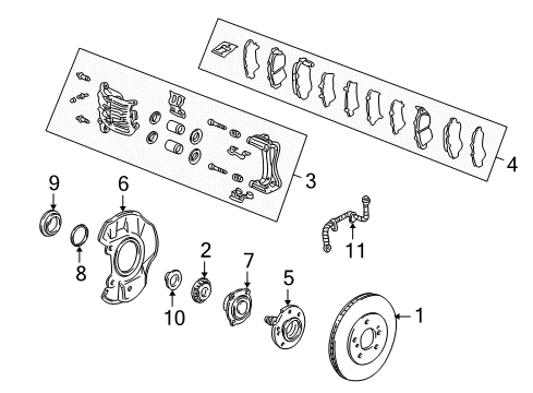 1995 Acura NSX Front Brakes Caliper Sub-Assembly, Left Front Diagram for 45019-SL0-003