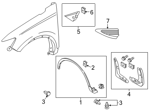 2019 Lincoln Nautilus Exterior Trim - Fender Corner Molding Diagram for FA1Z-17074-AB