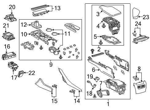 2022 Lexus RC350 Center Console GARNISH Sub-Assembly, In Diagram for 55011-24130-A1