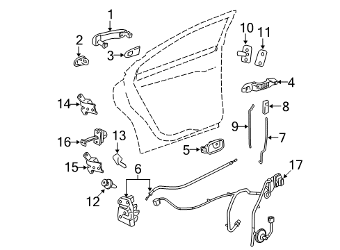 2009 Chevrolet Malibu Rear Door Rod, Rear Side Door Locking Diagram for 15825452