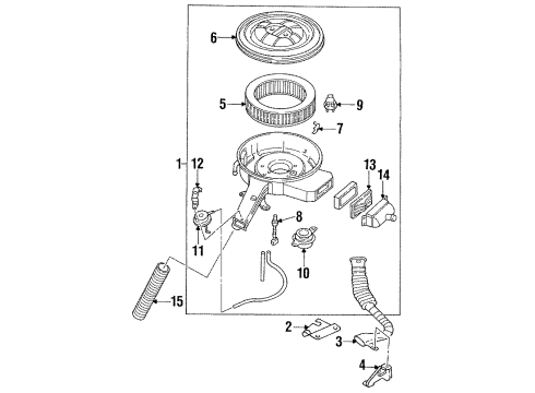 1988 Nissan Sentra Air Inlet Air Cleaner Assembly Diagram for 16500-69A15