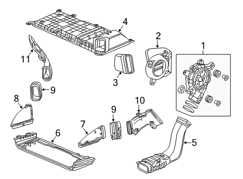 2014 Honda Accord Vent Fan Joint, IPU Outlet Diagram for 1J661-5K1-000