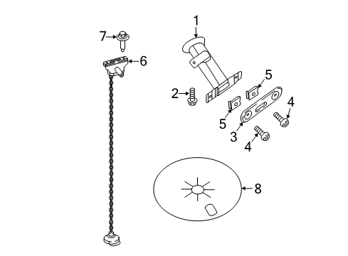 2016 Nissan Titan XD Spare Tire Carrier FINISHER-Guide, Spare Wheel Diagram for 57238-7S200