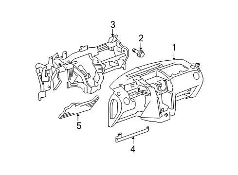 2009 Chevrolet HHR Cluster & Switches, Instrument Panel Instrument Panel Diagram for 25871310