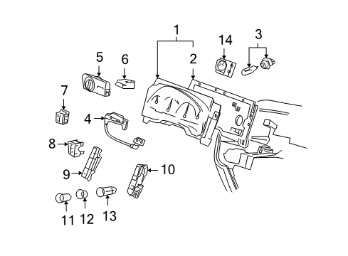 2005 Mercury Monterey Adjustable Brake Pedal Cluster Assembly Diagram for 5F2Z-10849-FA