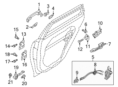 2018 Kia Optima Rear Door Base Assembly-Rear Door Outside Diagram for 83665D4000