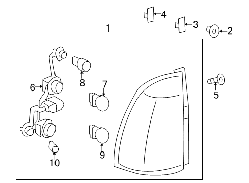 2009 Saab 9-7x Bulbs Tail Lamp Assembly Retainer Diagram for 15289020