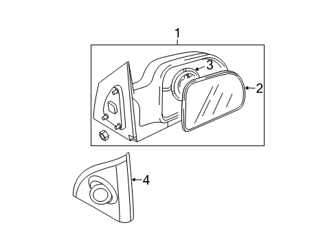 2008 Kia Sportage Outside Mirrors Outside Rear View Mirror & Holder Assembly, Left Diagram for 876111F001