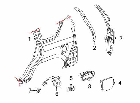 2016 Lexus GX460 Quarter Panel & Components Lid Assembly, Fuel FILLE Diagram for 77350-60100