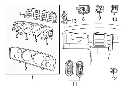 2008 Dodge Ram 2500 Instruments & Gauges Cluster-Instrument Panel Diagram for 5172295AG