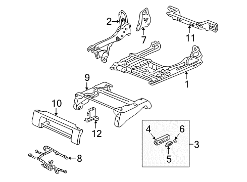 2004 Acura MDX Tracks & Components Switch Assembly, Passenger Side Power Seat (8Way) (Saddle) Diagram for 81250-S3V-A01ZC