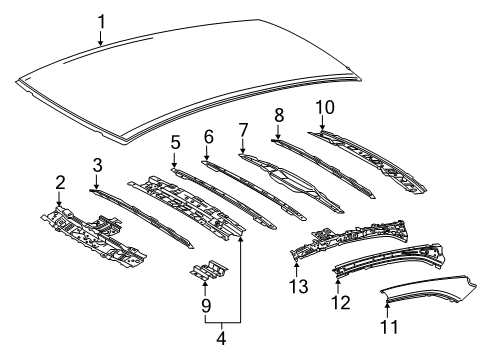 2022 Toyota Camry Roof & Components Roof Bow Diagram for 63143-06120