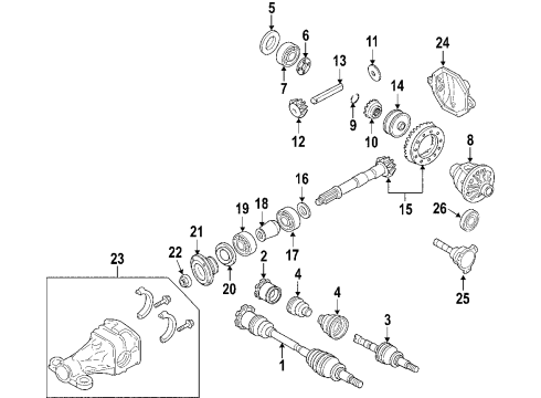2005 Infiniti G35 Rear Axle, Axle Shafts & Joints, Differential, Drive Axles, Propeller Shaft Bearing Kit - Center Diagram for C7521-0V526