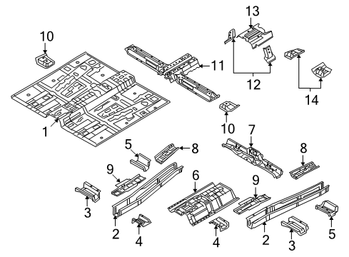 2011 Hyundai Veracruz Floor Panel-Center Floor Diagram for 65111-3J200