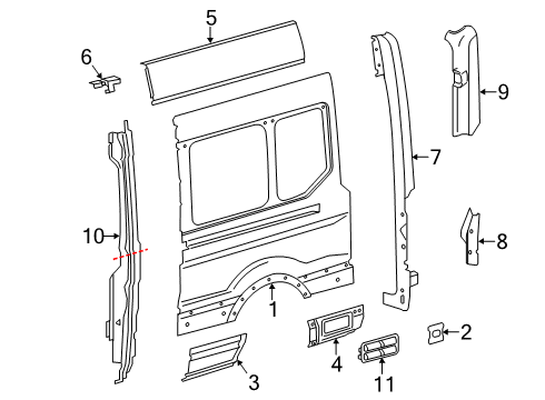 2016 Ford Transit-150 Side Panel & Components Side Panel Diagram for BK3Z-61279D47-F