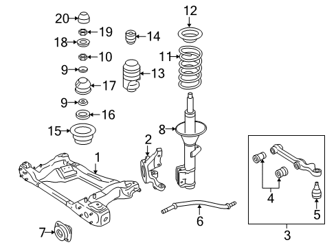 2005 Pontiac GTO Front Suspension Components, Lower Control Arm, Stabilizer Bar Upper Mount Diagram for 92272959