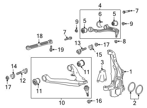 2021 GMC Sierra 1500 Front Suspension Components Lower Control Arm Diagram for 84973285