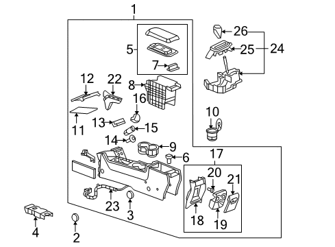 2009 Pontiac G6 Console Armrest Diagram for 22715172
