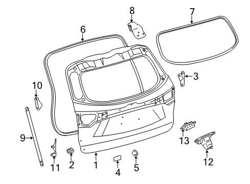 2019 Toyota Highlander Lift Gate Lift Cylinder Lower Bracket Diagram for 68948-0E010