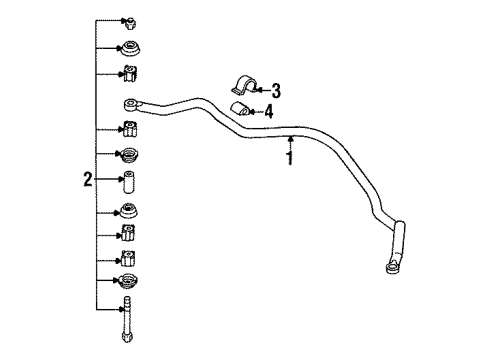 1996 Eagle Summit Stabilizer Bar & Components - Front Bar-STABILIZER Bar Diagram for MB844457