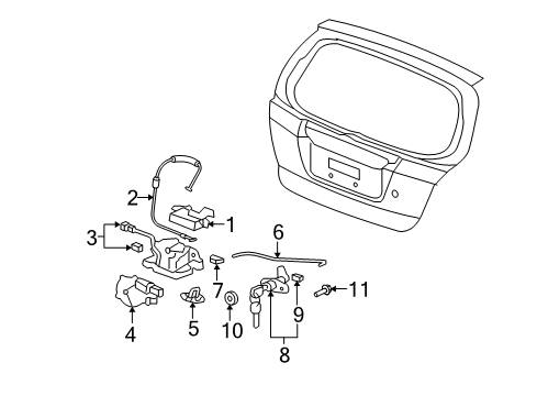 2008 Honda Fit Lift Gate Cable, Tailgate Opener Diagram for 74830-SAA-003