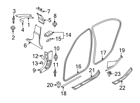 2009 BMW 535i xDrive Bulbs Trim Panel B-Column, Bottom Left Diagram for 51437066519