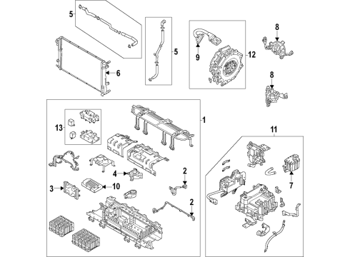 2021 Hyundai Elantra Hybrid Components, Battery, Blower Motor, Cooling System Hose Assembly-Inverter Radiator, Lo Diagram for 25436-BY000