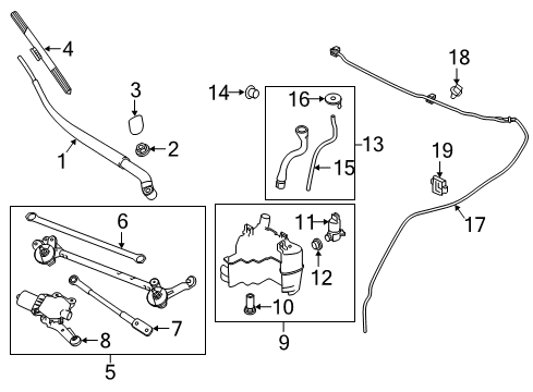 2019 Infiniti Q60 Wiper & Washer Components Window Wiper Blade Assembly Diagram for 28890-4GF0B