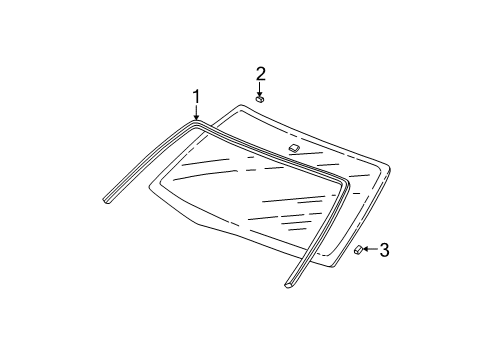 2014 Honda Ridgeline Reveal Moldings Rubber, FR. Windshield Molding Diagram for 73129-SJC-A01