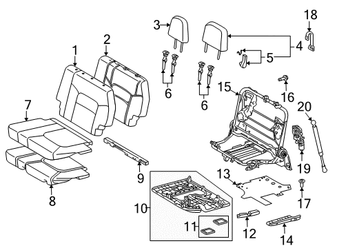 2018 Lexus LX570 Third Row Seats Carpet, Rear Seat Cushion Diagram for 79225-60040