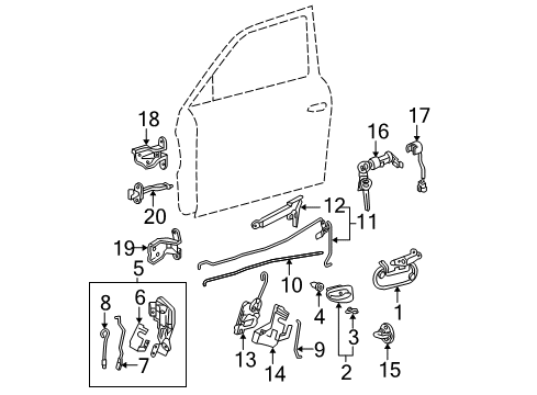 2004 Hyundai Accent Front Door Clip-Rod Diagram for 14929-62015