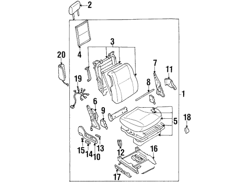 1997 Infiniti Q45 Front Seat Components Front Seat Switch Assembly, Right Diagram for 87016-6P618