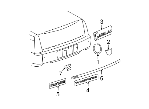 2008 Cadillac DTS Exterior Trim - Trunk Lid Emblem Diagram for 25759440