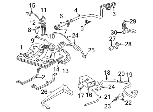 2002 Chevrolet Monte Carlo Fuel System Components Filter, Fuel Diagram for 25121293