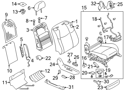 2014 Infiniti Q70 Front Seat Components Cushion Assy-Front Seat Diagram for 87300-1PM0B