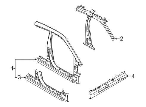 2020 Hyundai Veloster Aperture Panel, Rocker Pillar Assembly-Center Inner, RH Diagram for 71402-J3000