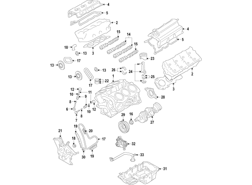 2018 Ford Transit-350 HD Engine Parts, Mounts, Cylinder Head & Valves, Camshaft & Timing, Variable Valve Timing, Oil Cooler, Oil Pan, Oil Pump, Crankshaft & Bearings, Pistons, Rings & Bearings Exhaust Camshaft Diagram for BL3Z-6250-N