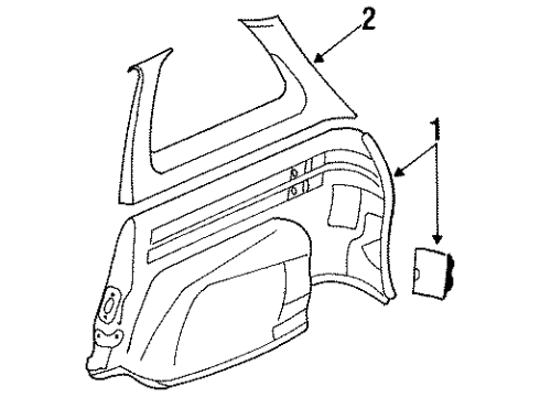 1989 Nissan Stanza Interior Trim - Quarter Panels FINISHER-Luggage Side RH Diagram for 76905-29R05