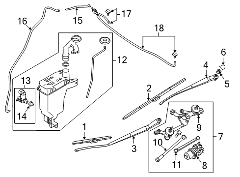 2015 Nissan Versa Note Wiper & Washer Components Windshield Wiper Blade Assembly Diagram for 28890-3WC0A