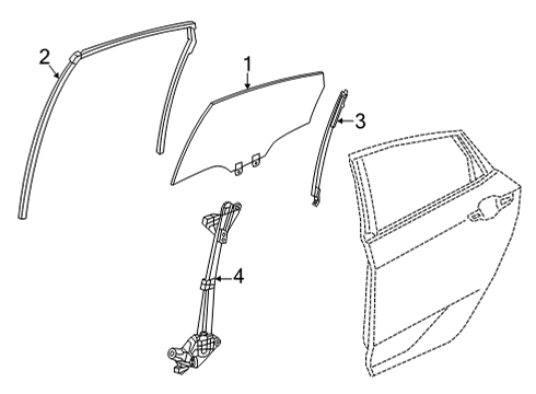 2022 Honda Civic Front Door Glass & Hardware REGULATOR, L- RR Diagram for 72750-T20-A01