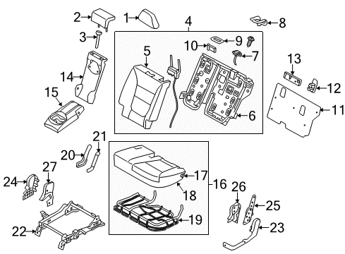 2012 Kia Sorento Second Row Seats RECLINER Assembly-2ND Seat Diagram for 896202P010